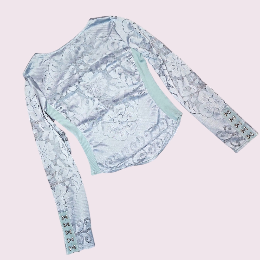 Free People Wild Roses Long Sleeve Top Steel - Picture 5 of 6